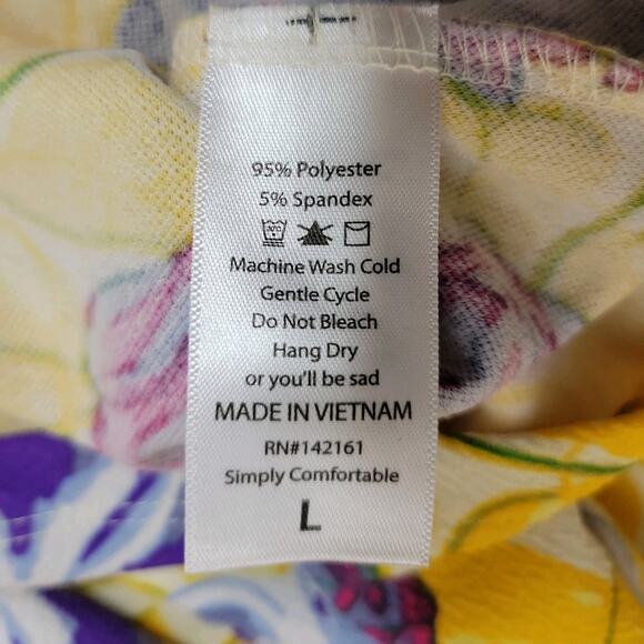 LuLaRoe Womens Yellow Cassie Pencil Skirt With Purple And Pink Roses Size L - Picture 6 of 6